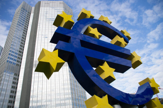 The Eurotower in Frankfurt, headquarters of the European Central Bank